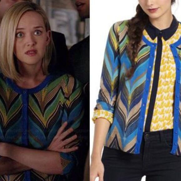 ANTHROPOLOGIE Seared Chevrons SWEATER Cardigan S - Picture 4 of 8